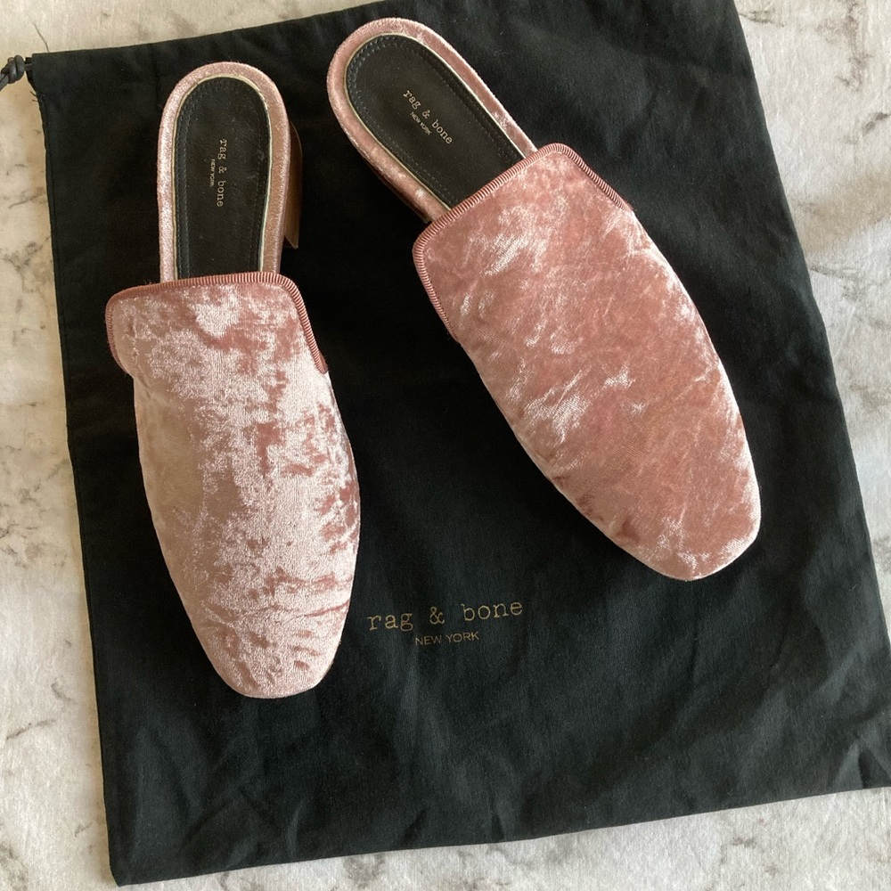 Rag & Bone NY pink velvet size 41 mules - Picture 14 of 15